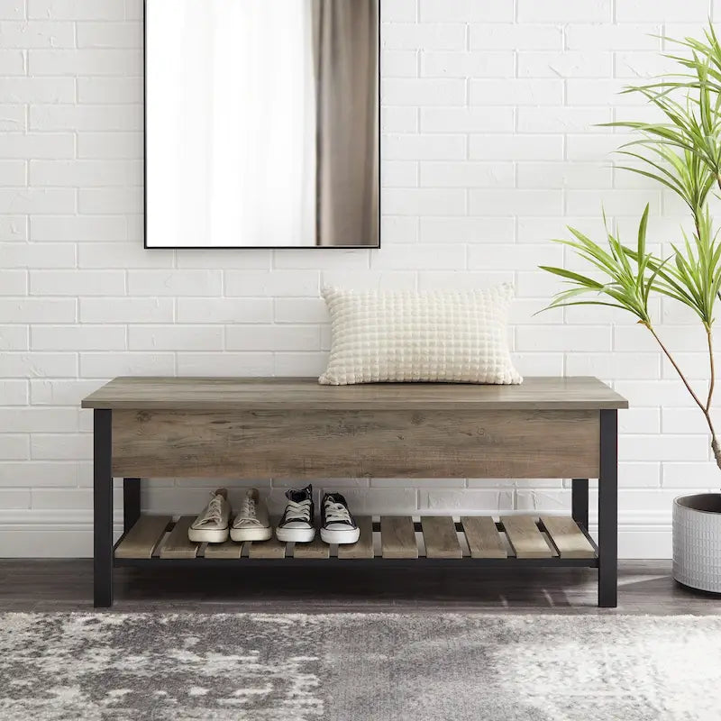 Banc de rangement à couvercle relevable