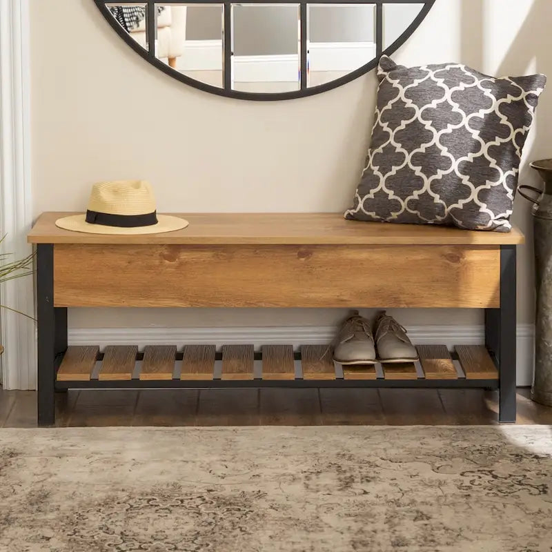 Banc de rangement à couvercle relevable