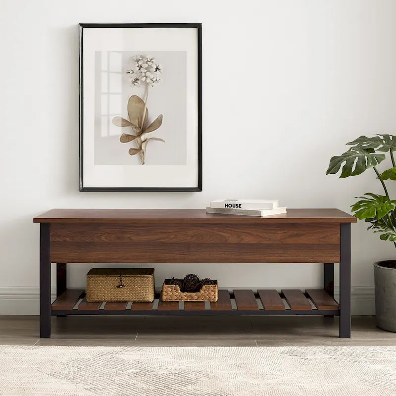 Banc de rangement à couvercle relevable