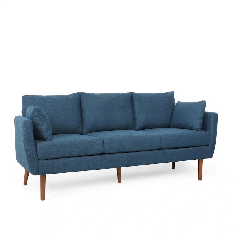Modern 76.5 3-Seater Sofa with Birchwood Legs and Pillows