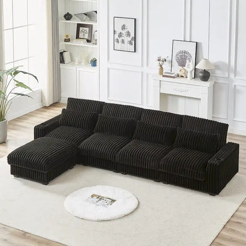 Canapé d'angle en velours côtelé 126W avec port USB