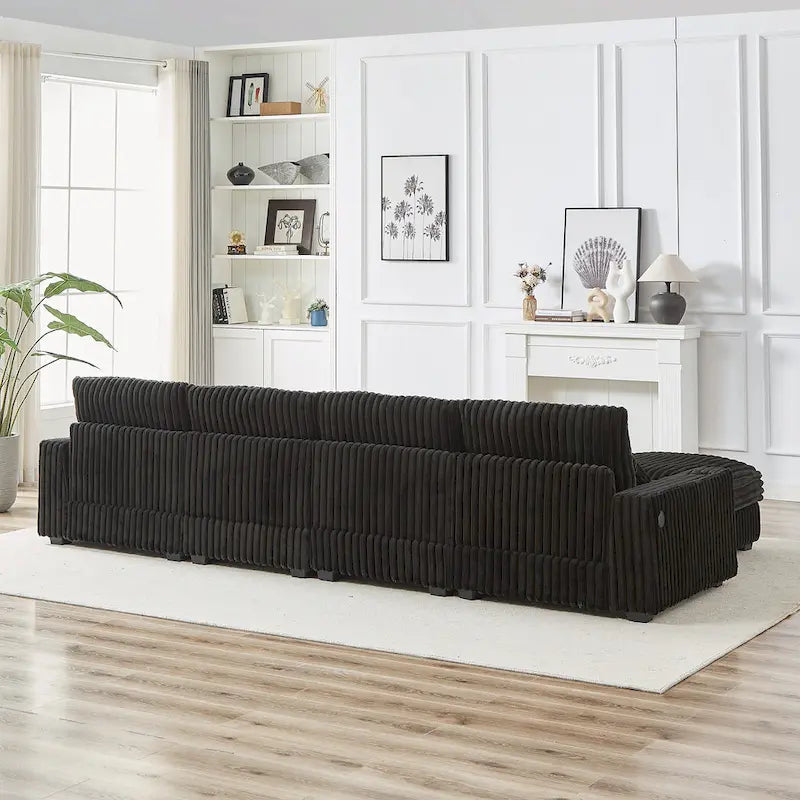 Canapé d'angle en velours côtelé 126W avec port USB