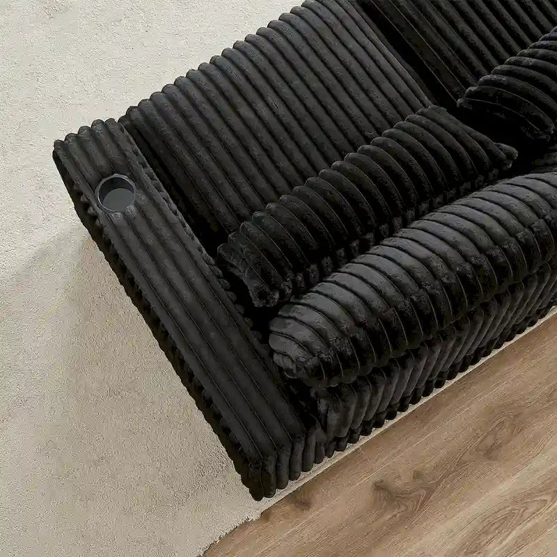 Canapé d'angle en velours côtelé 126W avec port USB
