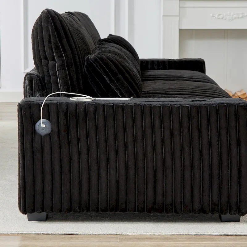 Canapé d'angle en velours côtelé 126W avec port USB