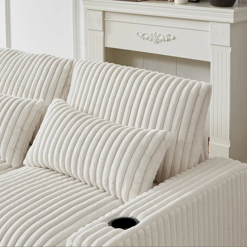 Canapé d'angle en velours côtelé 126W avec port USB
