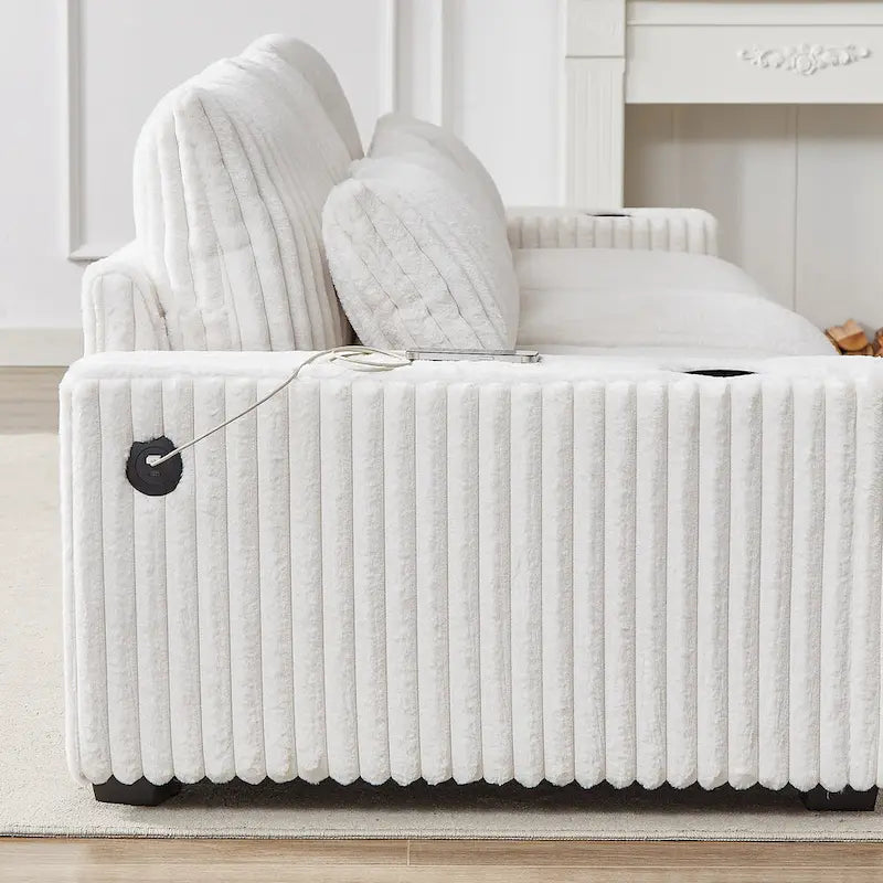 Canapé d'angle en velours côtelé 126W avec port USB