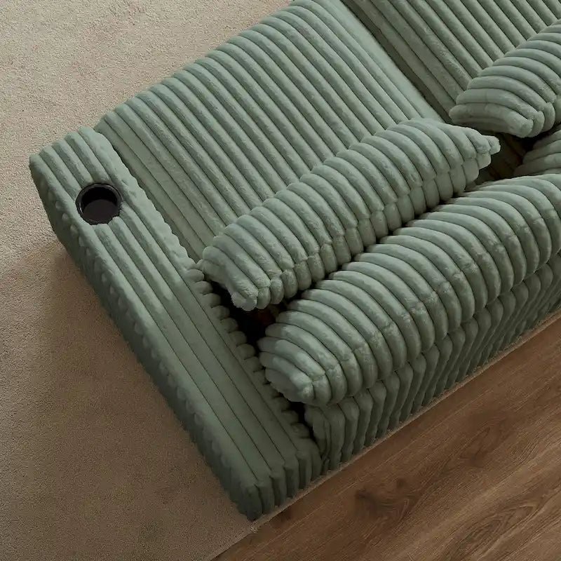Canapé d'angle en velours côtelé 126W avec port USB