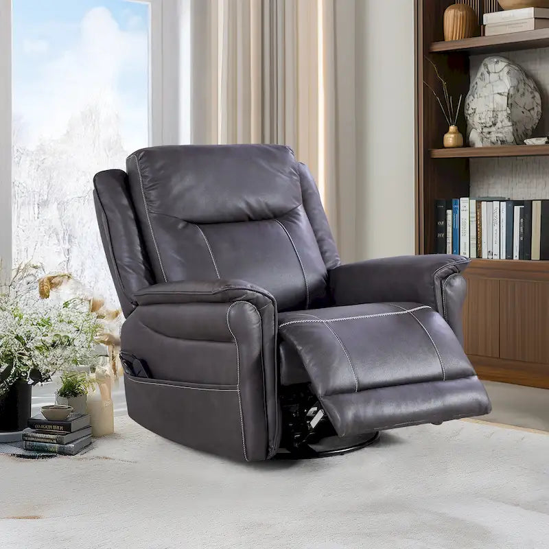 Fauteuil inclinable, pivotant et berçant Soft Power avec chauffage et massage, accoudoirs rembourrés, pour salons