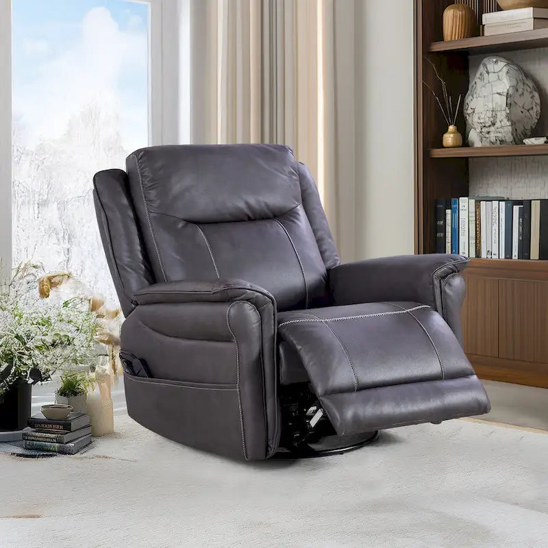 Fauteuil inclinable, pivotant et berçant Soft Power avec chauffage et massage, accoudoirs rembourrés, pour salons