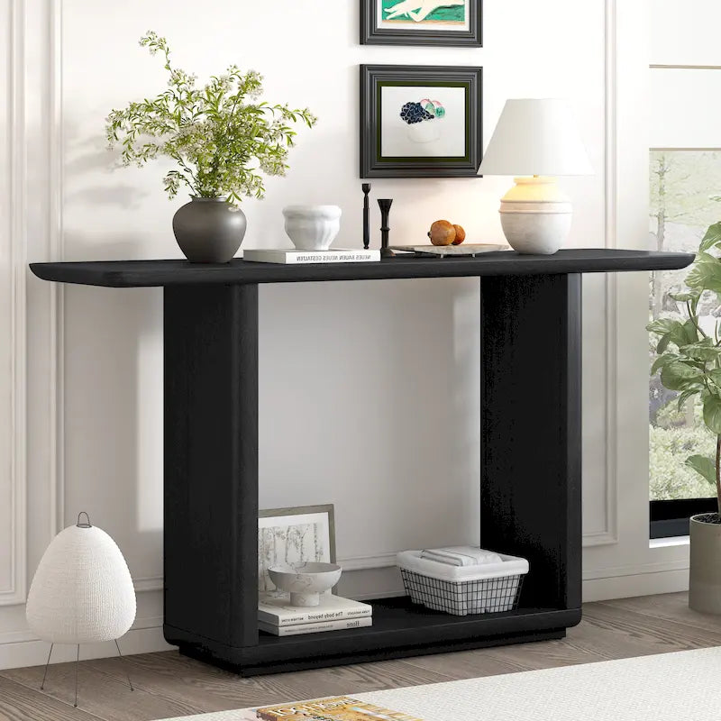 Console Table with Curved Corners and U-Base Design