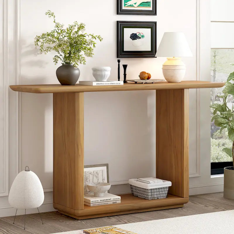 Console Table with Curved Corners and U-Base Design