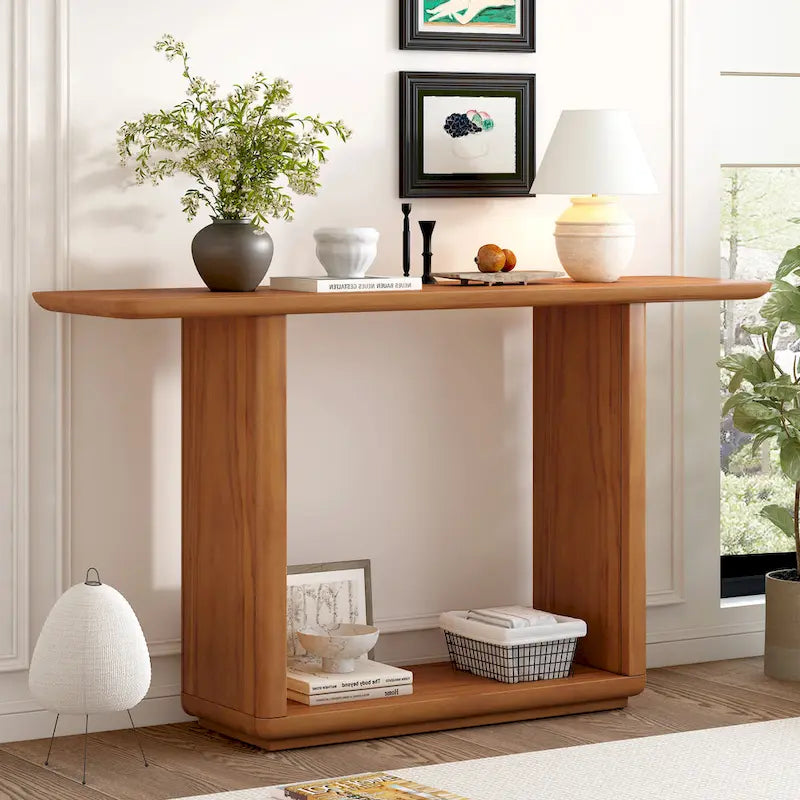Console Table with Curved Corners and U-Base Design