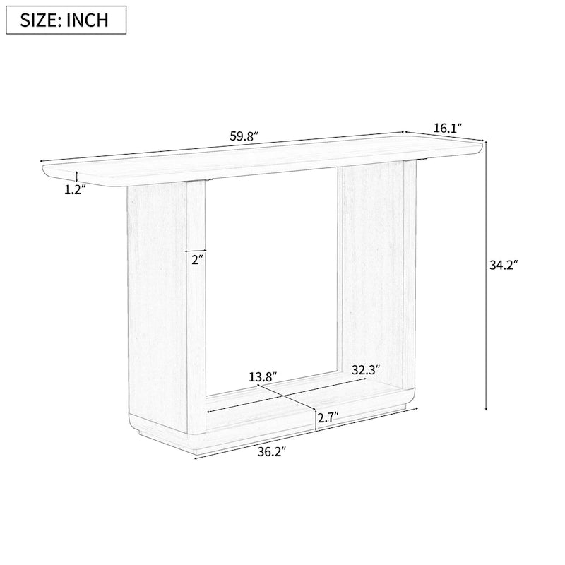 Console Table with Curved Corners and U-Base Design