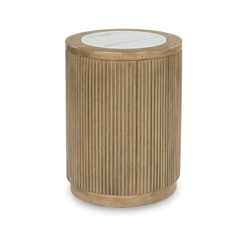 Table d'appoint marron clair/blanc - 18,13 L x 18,13 P x 23,75 H