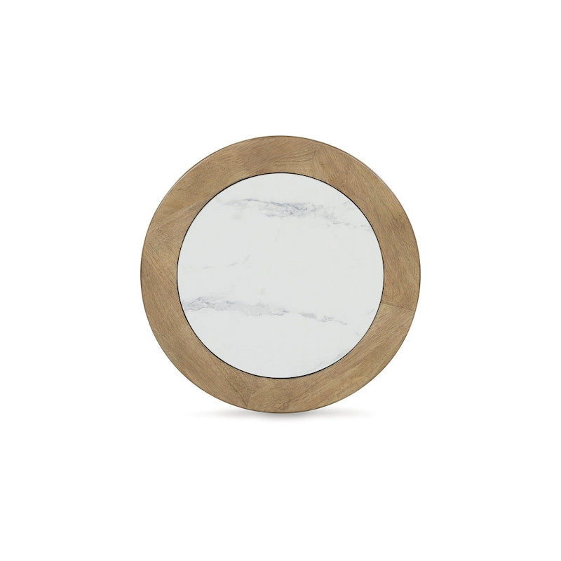 Table d'appoint marron clair/blanc - 18,13 L x 18,13 P x 23,75 H