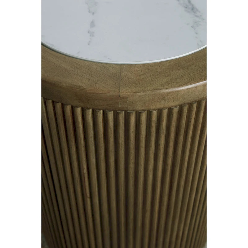 Table d'appoint marron clair/blanc - 18,13 L x 18,13 P x 23,75 H