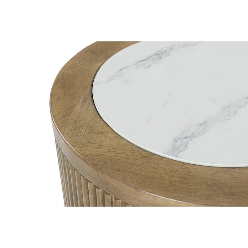 Table d'appoint marron clair/blanc - 18,13 L x 18,13 P x 23,75 H
