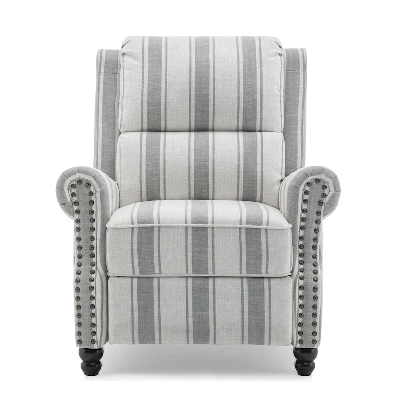 Nail-head Padded Seat Pushback Recliner Chair