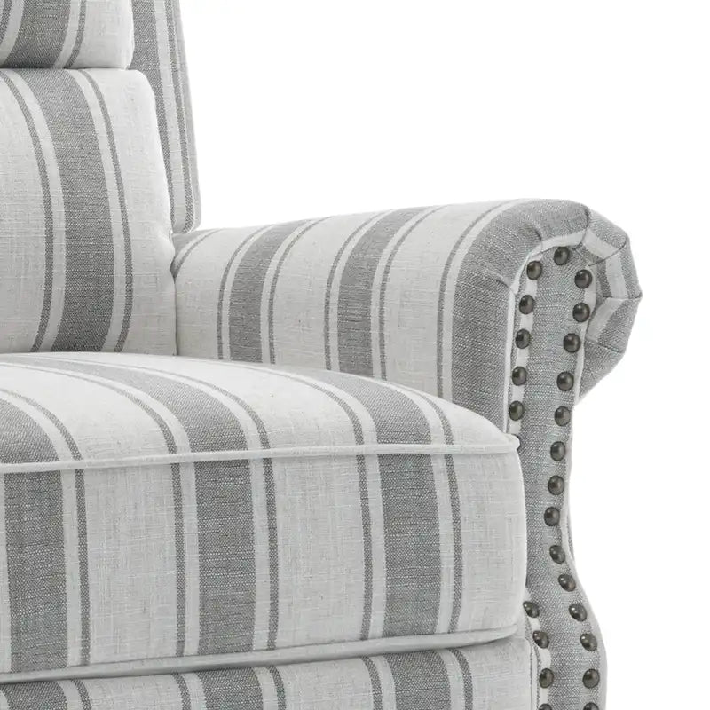 Nail-head Padded Seat Pushback Recliner Chair