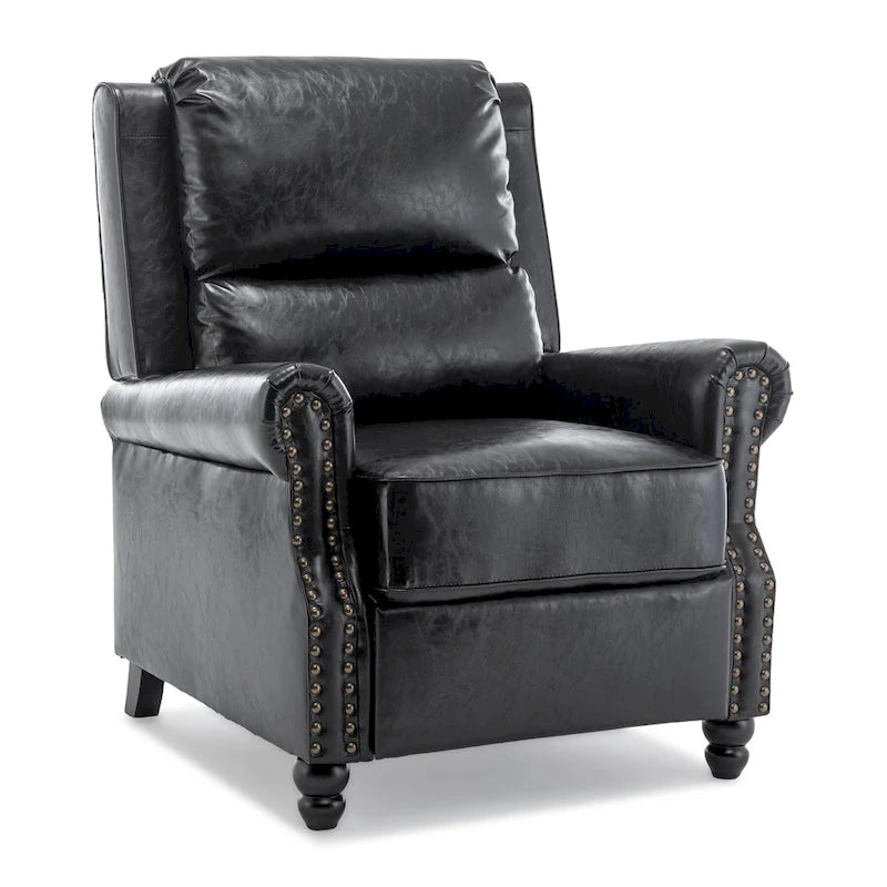 Nail-head Padded Seat Pushback Recliner Chair