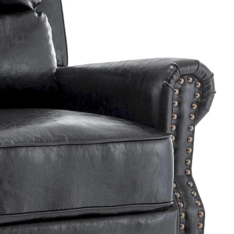 Nail-head Padded Seat Pushback Recliner Chair