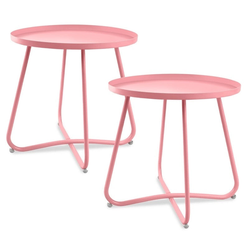 Table d'appoint ronde en métal étanche pour intérieur et extérieur