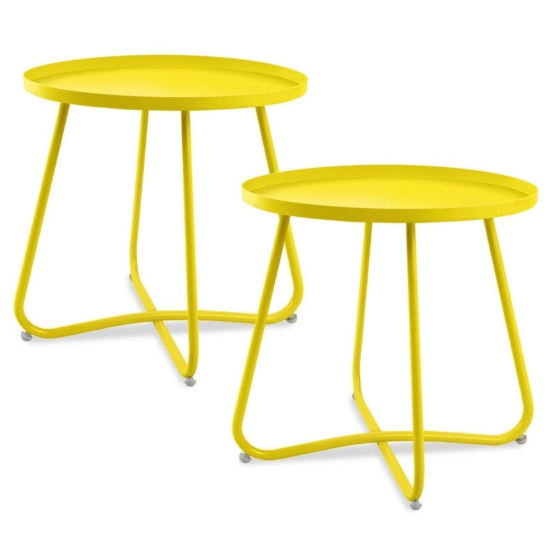Table d'appoint ronde en métal étanche pour intérieur et extérieur