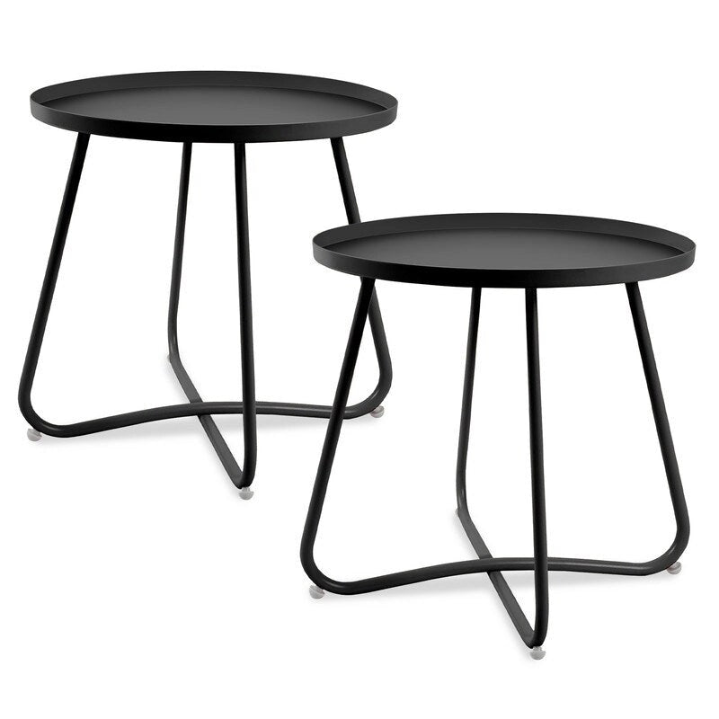 Table d'appoint ronde en métal étanche pour intérieur et extérieur