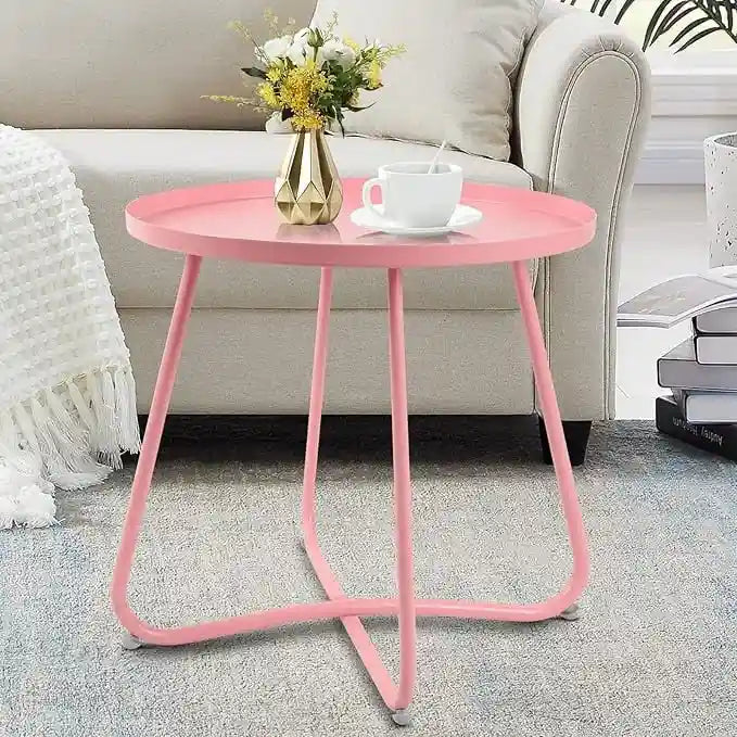 Outdoor Indoor End Table MetalW aterproof Round Side Table