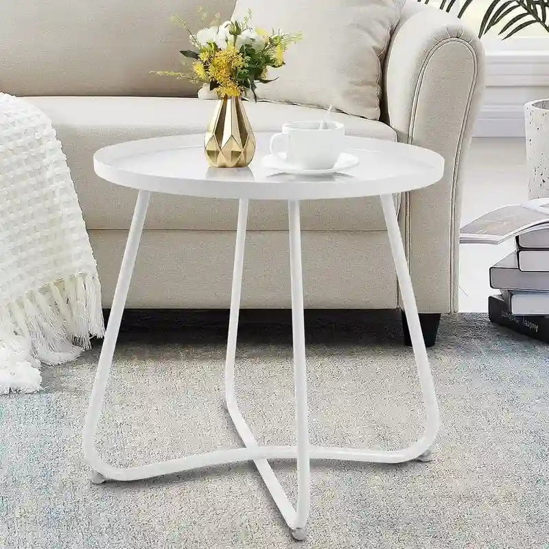 Outdoor Indoor End Table MetalW aterproof Round Side Table