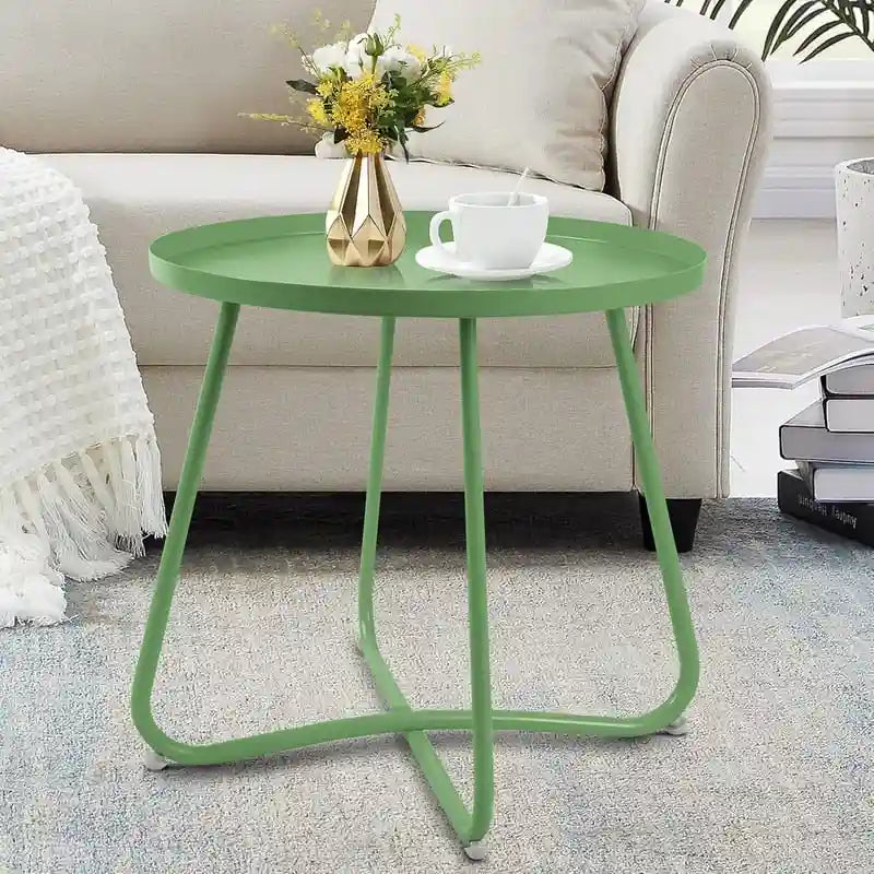 Outdoor Indoor End Table MetalW aterproof Round Side Table