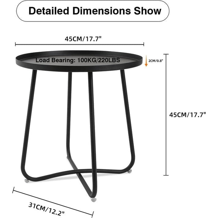 Outdoor Indoor End Table MetalW aterproof Round Side Table