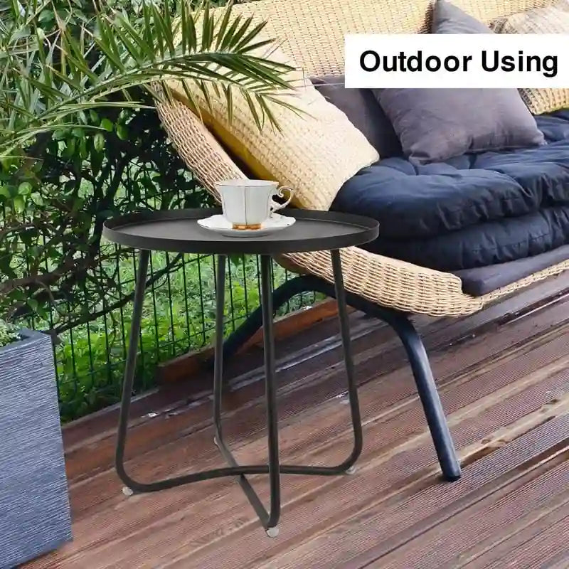 Outdoor Indoor End Table MetalW aterproof Round Side Table