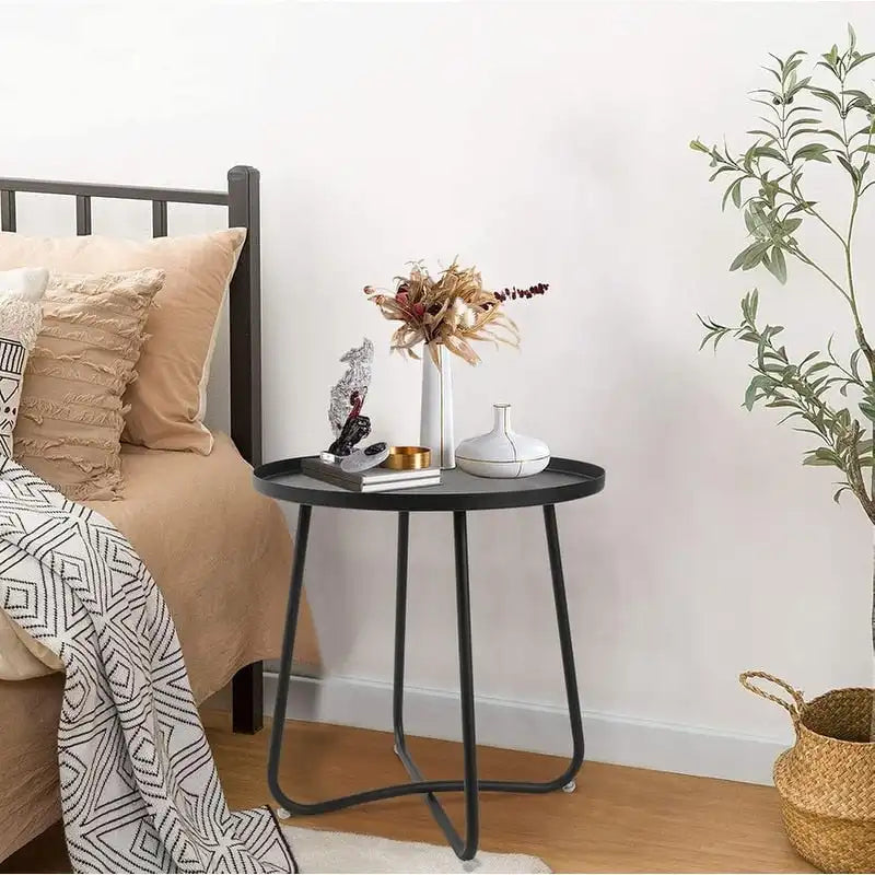 Outdoor Indoor End Table MetalW aterproof Round Side Table