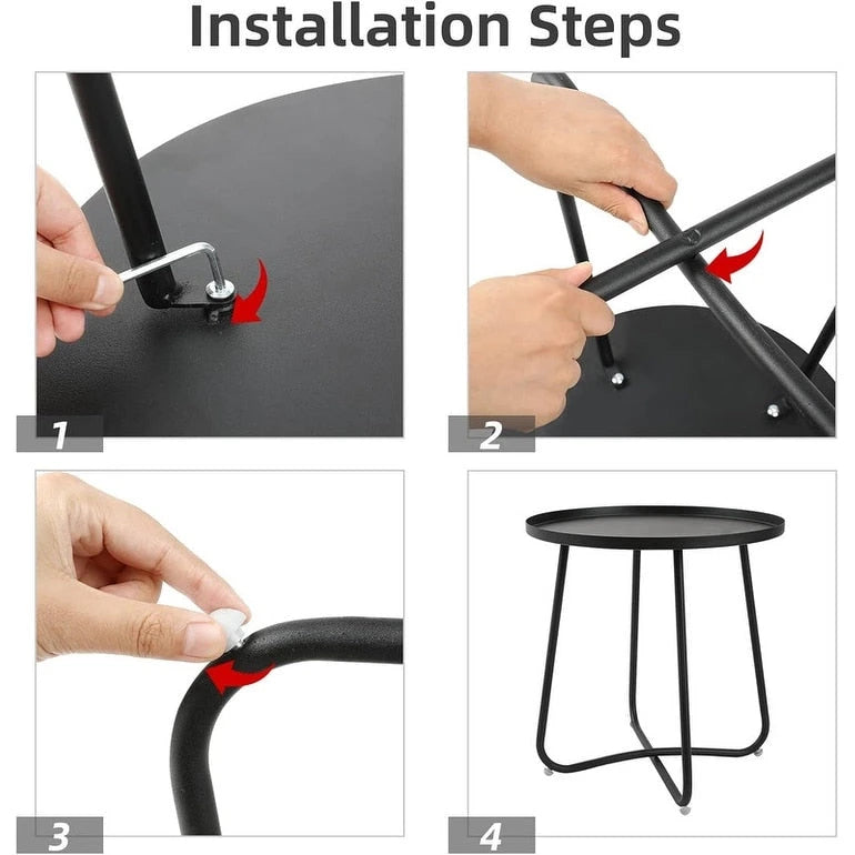 Outdoor Indoor End Table MetalW aterproof Round Side Table