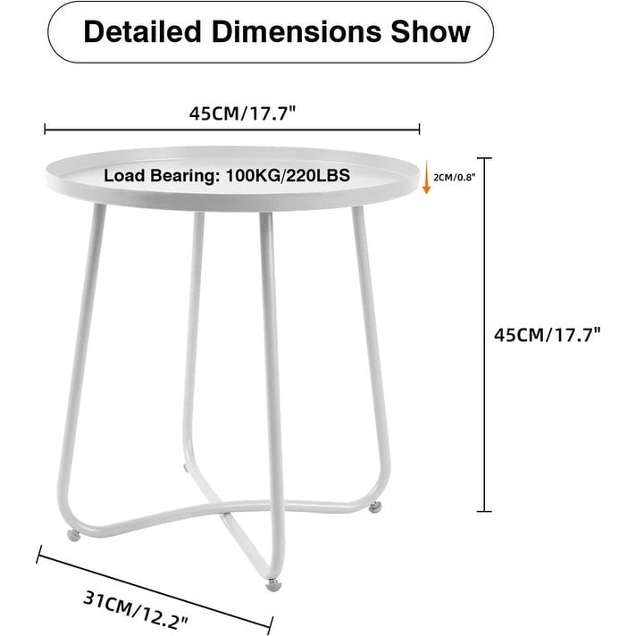 Outdoor Indoor End Table MetalW aterproof Round Side Table