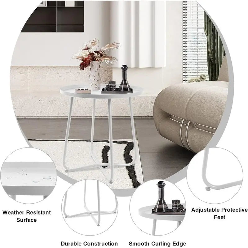 Outdoor Indoor End Table MetalW aterproof Round Side Table