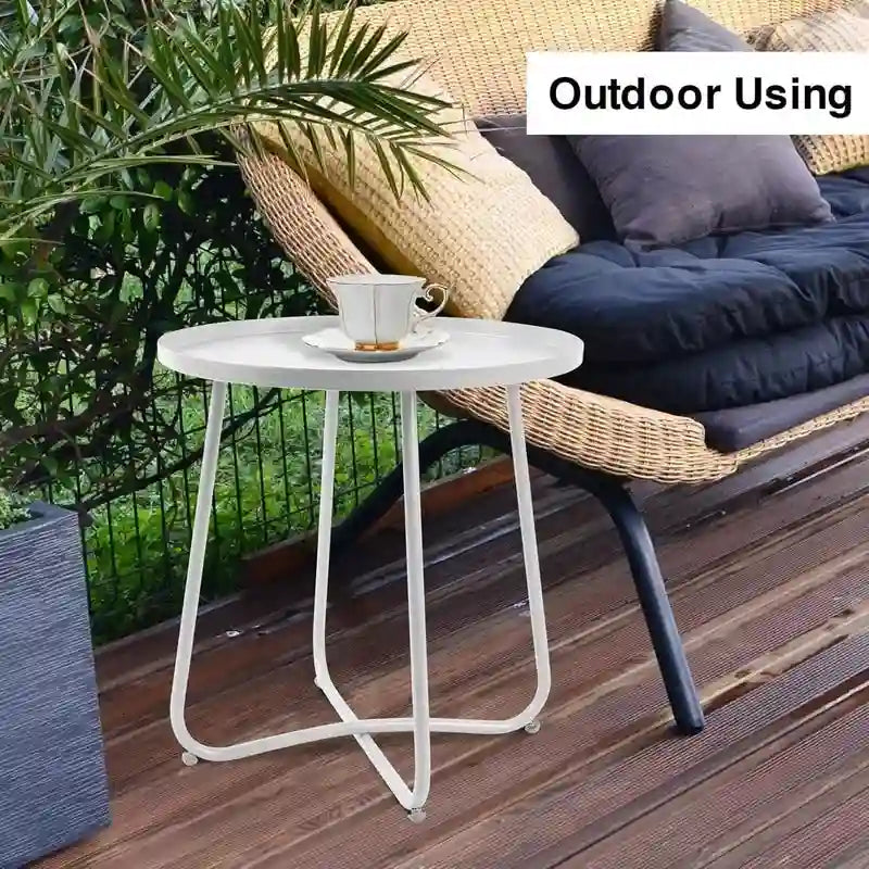 Outdoor Indoor End Table MetalW aterproof Round Side Table