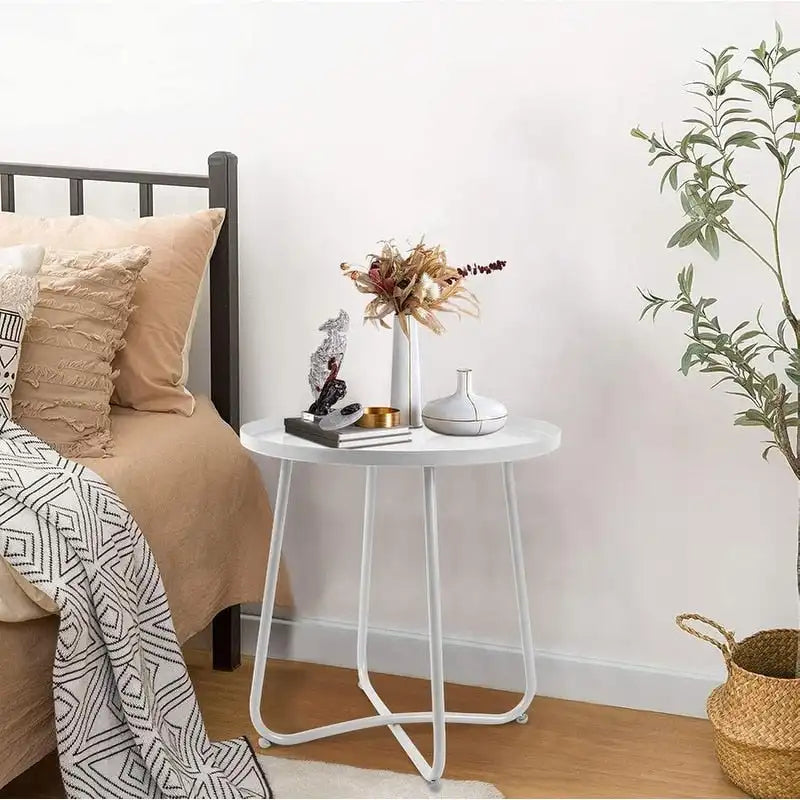 Outdoor Indoor End Table MetalW aterproof Round Side Table