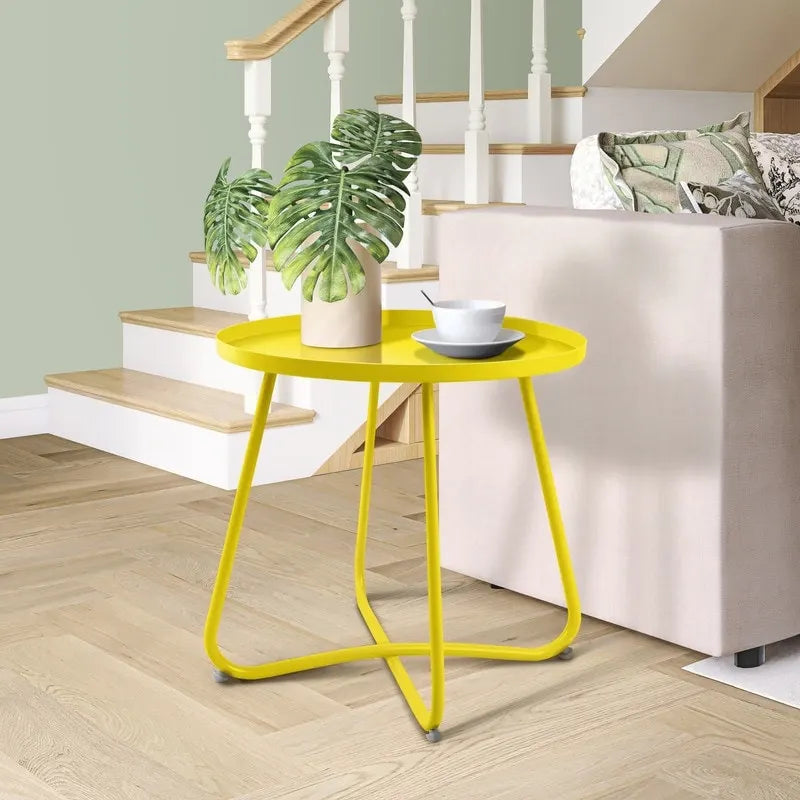 Outdoor Indoor End Table MetalW aterproof Round Side Table