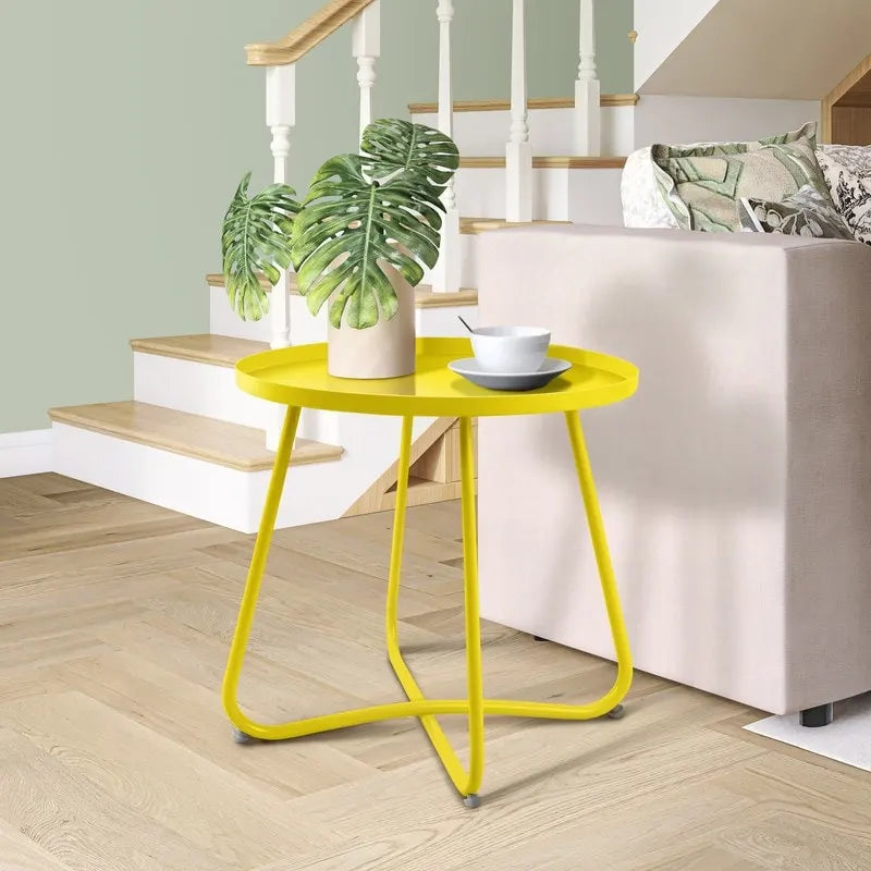 Outdoor Indoor End Table MetalW aterproof Round Side Table