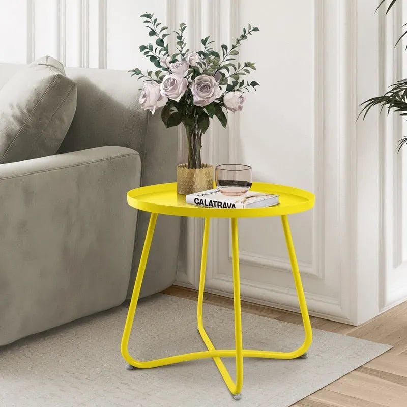 Outdoor Indoor End Table MetalW aterproof Round Side Table
