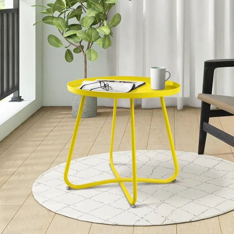 Outdoor Indoor End Table MetalW aterproof Round Side Table