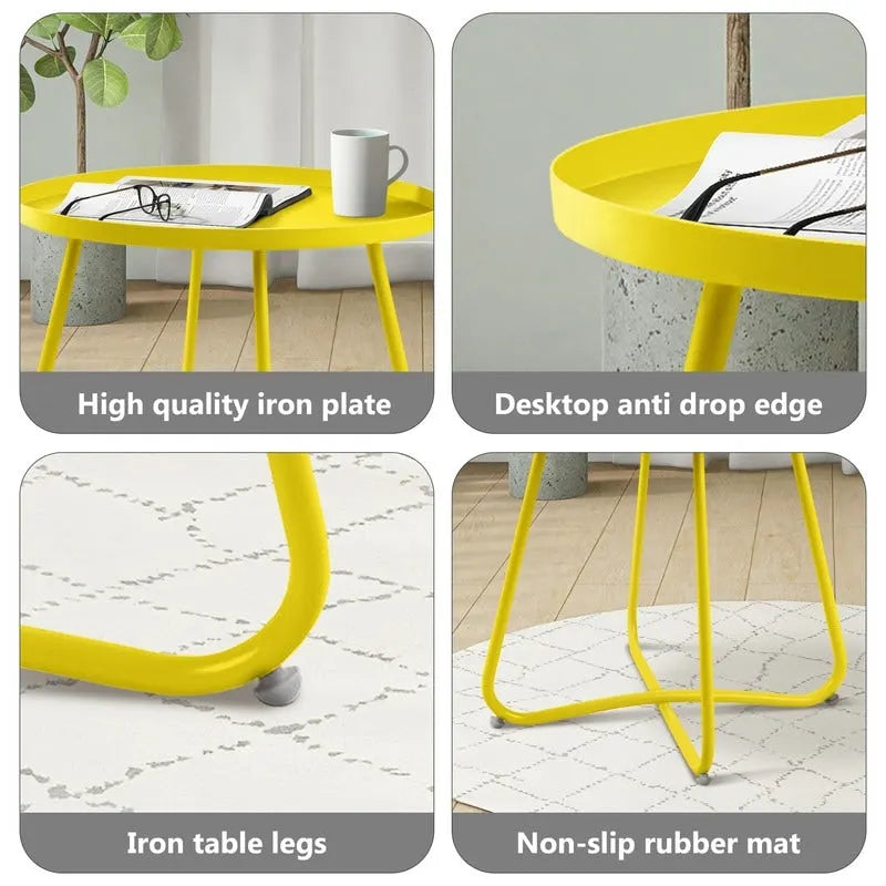 Outdoor Indoor End Table MetalW aterproof Round Side Table