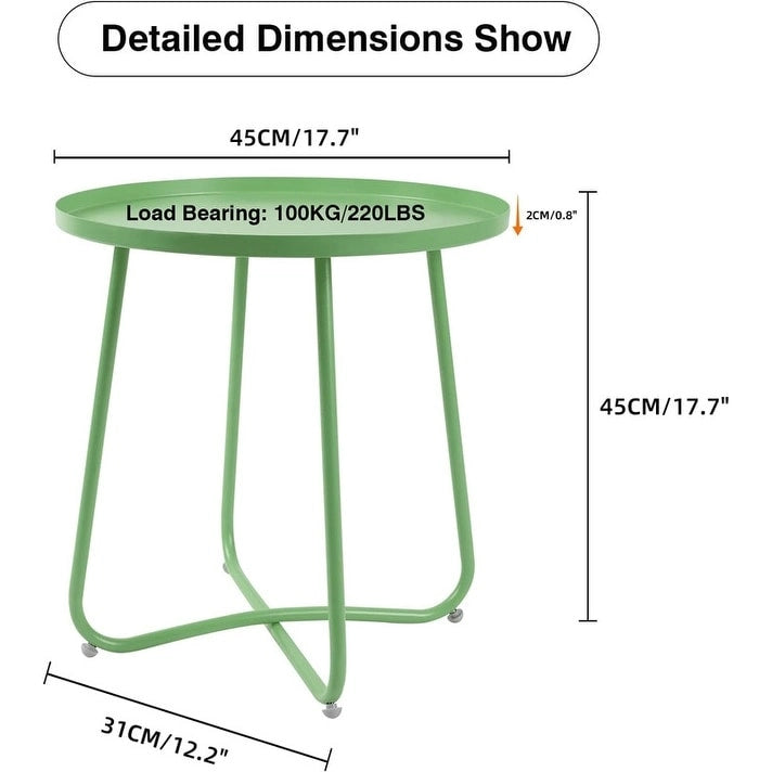 Outdoor Indoor End Table MetalW aterproof Round Side Table