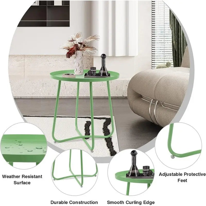Outdoor Indoor End Table MetalW aterproof Round Side Table