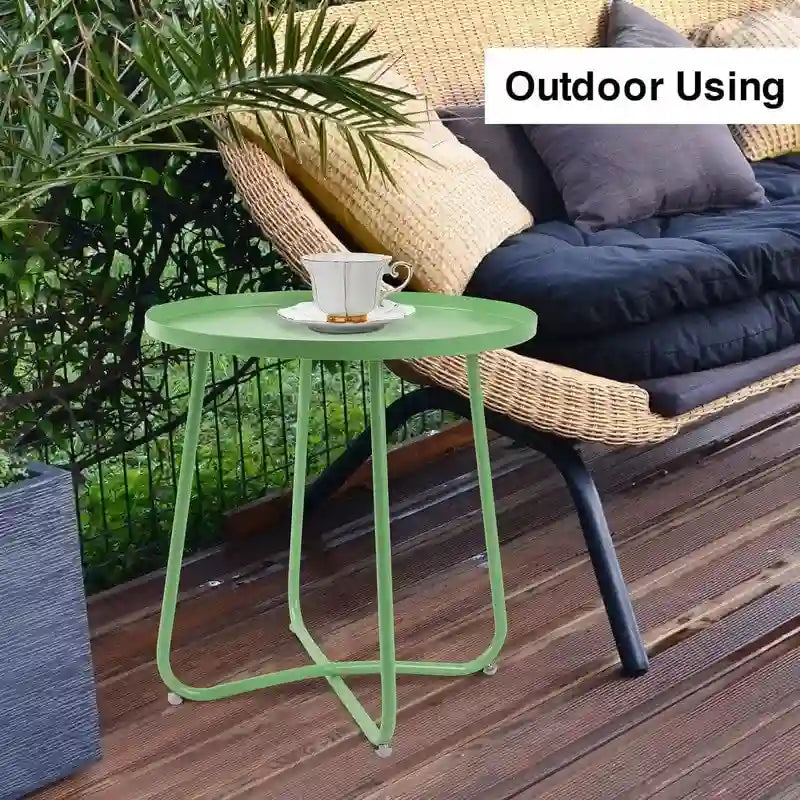 Outdoor Indoor End Table MetalW aterproof Round Side Table