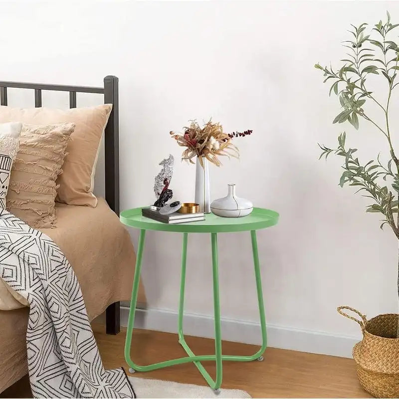 Outdoor Indoor End Table MetalW aterproof Round Side Table