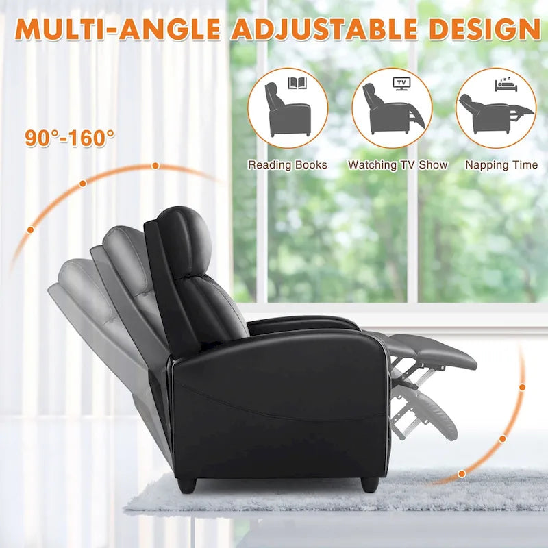 Fauteuil inclinable réglable avec 8 modes de massage et soutien lombaire pour la relaxation et le home cinéma