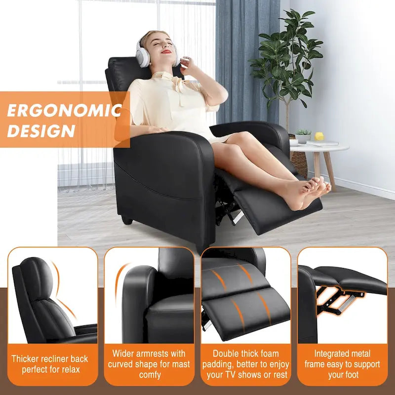 Fauteuil inclinable réglable avec 8 modes de massage et soutien lombaire pour la relaxation et le home cinéma